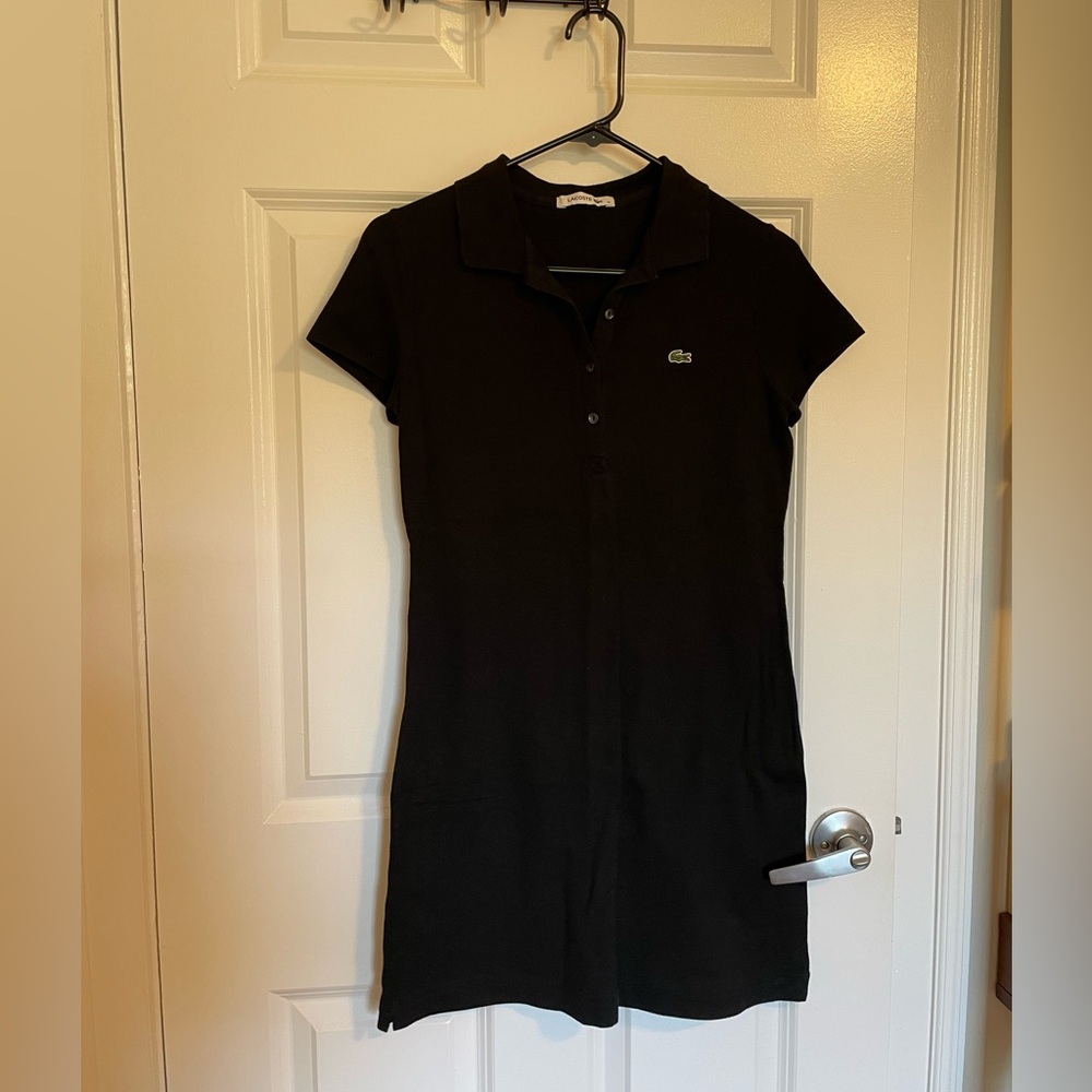 Lacoste Women's Collared Black Mini Dress